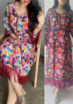 Women ethnic wear Arabic Shiny print Dubai Muslim robe