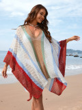 Plus Size Women Patchwork Hollow Loose Bikini Cover Up Beach Dress