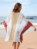 Plus Size Women Patchwork Hollow Loose Bikini Cover Up Beach Dress
