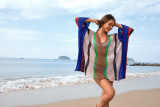 Plus Size Women Patchwork Hollow Loose Bikini Cover Up Beach Dress