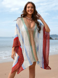 Plus Size Women Patchwork Hollow Loose Bikini Cover Up Beach Dress
