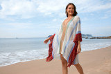 Plus Size Women Patchwork Hollow Loose Bikini Cover Up Beach Dress