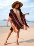 Plus Size Women Patchwork Hollow Loose Bikini Cover Up Beach Dress