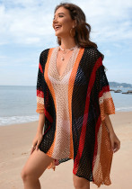Plus Size Women Patchwork Hollow Loose Bikini Cover Up Beach Dress Plus Size Women Patchwork Hollow Loose Bikini Cover Up Beach Dress