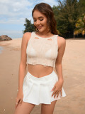 Women Camisole Hollow Solid Crop Top