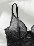 Sexy See Through Mesh Strap Bodysuit Lingerie