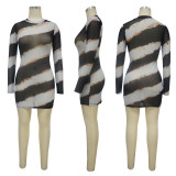 Women Casual Striped Long Sleeve Dress