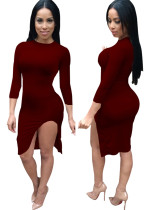 Sexy And Fashionable Solid Color Slit Women's Dress Sexy And Fashionable Solid Color Slit Women's Dress