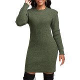 Sexy Fashion Solid Color Round Neck Women's Dress