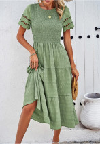 Women's Spring And Summer Solid Color Short Sleeve Chic Casual Dress