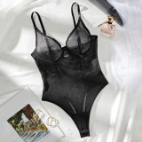 Sexy See Through Mesh Strap Bodysuit Lingerie