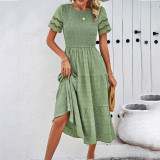 Women's Spring And Summer Solid Color Short Sleeve Chic Casual Dress