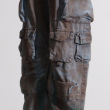 Women Tie Dye Loose Loose Multi Pockets Graffiti Cargo Denim