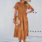 Women's Spring And Summer Solid Color Short Sleeve Chic Casual Dress
