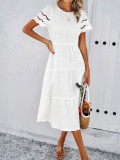 Women's Spring And Summer Solid Color Short Sleeve Chic Casual Dress