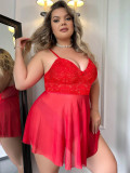 Sexy Plus Size Lacemesh Strap Nightdress Erotic Lingerie