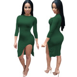 Sexy And Fashionable Solid Color Slit Women's Dress