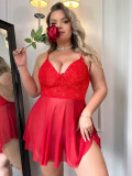 Sexy Plus Size Lacemesh Strap Nightdress Erotic Lingerie