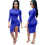 Sexy And Fashionable Solid Color Slit Women's Dress