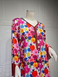 Women ethnic wear Arabic Shiny print Dubai Muslim robe