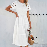 Women's Spring And Summer Solid Color Short Sleeve Chic Casual Dress