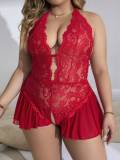 Sexy Plus Size Halter Neck Nightclub Lace Romper