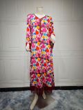Women ethnic wear Arabic Shiny print Dubai Muslim robe