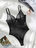 Sexy See Through Mesh Strap Bodysuit Lingerie