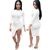 Sexy And Fashionable Solid Color Slit Women's Dress
