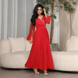 Dubai Arabian Sequin Patchwork Ironed Feather Robe