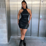 Women Stand Collar Sleeveless Bodycon Dress