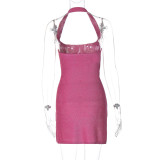 Women Halter Neck Slit Bodycon Dress