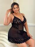 Plus Size Erotic Lingerie Sexy See Through Lace Mesh Strap Nightdress