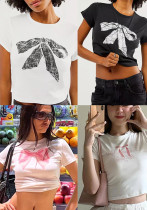 Women's Printed Solid Color Short Sleeve Slim Street Fashion Women's Tops Women's Printed Solid Color Short Sleeve Slim Street Fashion Women's Tops
