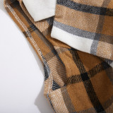 Women's Fashion Plaid Long Vest Turndown Collar Sleeveless Blazer