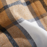 Women's Fashion Plaid Long Vest Turndown Collar Sleeveless Blazer