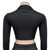 Women Solid Long Sleeve Dress Two Piece Set