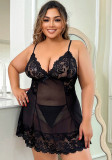 Plus Size Erotic Lingerie Sexy See Through Lace Mesh Strap Nightdress