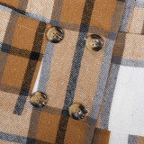 Women's Fashion Plaid Long Vest Turndown Collar Sleeveless Blazer