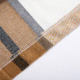 Women's Fashion Plaid Long Vest Turndown Collar Sleeveless Blazer