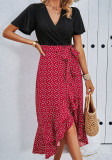 Women's Spring/Summer Chic Contrast Color V-Neck Dress