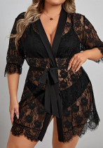 Plus Size Erotic Lingerie Flower Lace Mesh Night Robe Plus Size Erotic Lingerie Flower Lace Mesh Night Robe