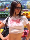 Women's Printed Solid Color Short Sleeve Slim Street Fashion Women's Tops