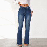 Women's Spring Stretch Slim Fit Micro Bell Bottom Denim Pants