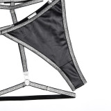 Womens pu Leather Patchwork Sexy LingerieSet