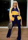 Women Solid Patchwork Crop Top and Bell Bottom Pant Two-piece Set