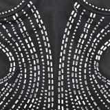 Fashion Women's Solid Color Mesh Beaded Strap Long Dress