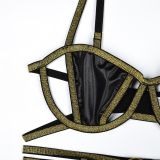 Womens pu Leather Patchwork Sexy LingerieSet