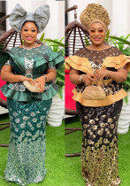 Plus Size African Women Clothing Sequin Patchwork Contrast Color Dress Plus Size African Women Clothing Sequin Patchwork Contrast Color Dress