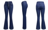 Spring Buttoned Slim Fit Women's High Waist Flare Denim Pants